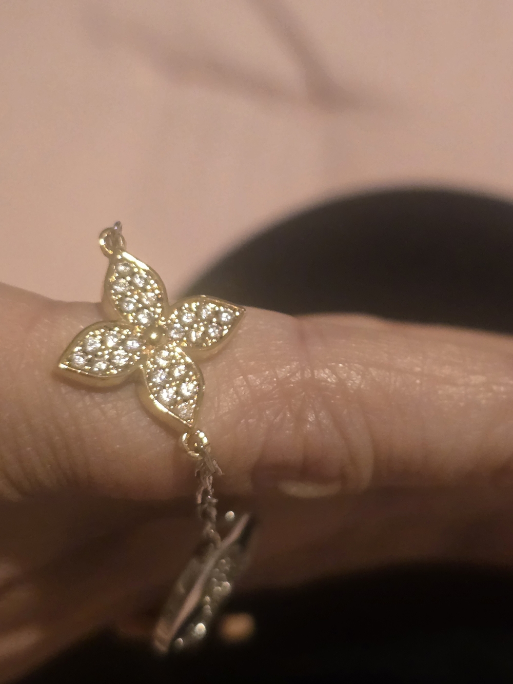 Louis Vuitton LV Crystal Monogram Flower Bracelet Silver Gold - Picture 9 of 10